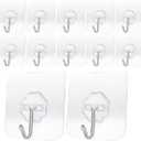 Heavy Duty Adhesive Hooks 33 lb(Max) 15KG,Waterproof and Oilproof Reusable Seamless Hooks Heavy Duty Wall Hook for Kitchen Bathroom Office (Transparent Small, 8 pcs)