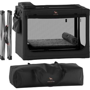 Noah & Paw Collapsible Dog Crate 36 Inches, XL Dog Crate for XL, Large Medium Breed, Travel Kennel for Car, Includes Pet Mat for Pet Cage, 2 Storage Pockets, Handbag, 10mm Locking Zippers 36*25*23 (Black)