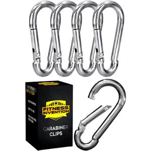 Carabiner Clip 5 Pack - Multipurpose Heavy Duty Snap Hooks - Small and Large Clips for Keys - Carabiner Hook (Gray)
