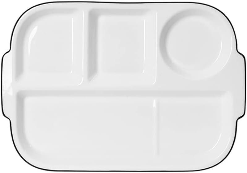 DouYuan Divided Porcelain Sectional Plates, Portion Control Plates for Adults Ceramic, Compartment Dinner Plates Perfect for Balanced Diet