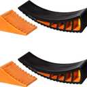CARMTEK Camper Leveler 2-Pack Kit | Curved RV Levelers with Trailer Wheel Chocks for Dual Axle Trailers | Faster RV Leveling System Than RV Leveling Blocks | RV Accessories for Travel Trailers