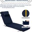 Outdoor Chaise Lounge Cushions Set of 2, Waterproof Fade Resistant Patio Lounger Cushion with Removable Cover, Replacement Sun Lounger Pad for Pool Deck Lawn (2pc-Navy, 72 * 21 * 3 inch)