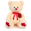 Tezituor Giant Teddy Bear Stuffed Animal 4ft - Big Teddy Bear with Love Red Heart - Large Stuffed Bear Plush Toys for Kid Christmas Birthday - Valentines Bear Gift for Girlfriend, Cream with Heart