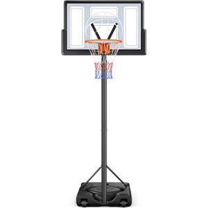 Yohood Basketball Hoop Outdoor 10ft Adjustable, Portable Basketball Hoop Goal System for Kids Youth and Adults in Backyard/Driveway/Indoor, 44 Inch Shatterproof Backboard and Larger Base