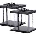 XININSUN 3 Pcs Large Cake PET Clear Box, 10" X 10" X 9" with ribbon and pre-folded lid, for 8" cake packing carry, baking cookie display, Carry Tall Layer Gift, Festive Gift Box -Black