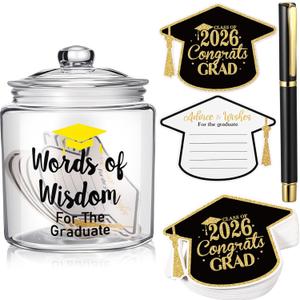 Party 
Mimorou 52 Pcs 2026 Graduation Gifts Memory Jar Advice Cards Graduate Party Favors Words of Wisdom Glass Bottle Guest Book Cards with Black Pen Senior School College Graduates Gifts Party Decorations