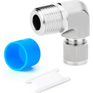 TAISHER 1PCS 316 Stainless Steel 90 Degree Compression Tube Pipe Fitting Connector, 1/4" Tube OD x 3/8" NPT Male Adapter