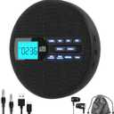 Portable CD Player with Dual Bluetooth, Discman for Car with FM Transmitter, Rechargeable, Dual Speakers and Anti Skip,USB,AUX,LCD Display,Backlit Button,Repeat,10 Speeds