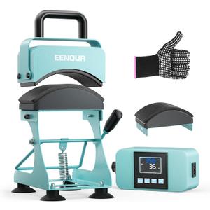EENOUR Hat Press, Hat Heat Press Machine with 2 Platens & Caps Stretcher, Hat Press Heat Machine for Caps with Memory Mode, Precise Time and Temperature Control, Heat Transfer Printing for Caps, Hats