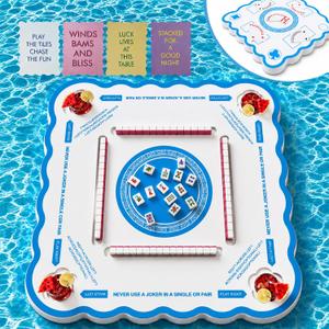 Floating Mahjong Table for Pool, Double-Sided Waterproof Game Tray for Mahjong, Poker, Dominoes & Card Games, Premium Floating Board for Swimming Pool, Hot Tub, Beach & Summer Party Supplie, 31.5 x 31.5 inches