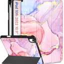 Wazzasoft for iPad A16 Case 2025 - for iPad 10th Generation Case Cute Women Girls Girly Teens Marble Design Unique Pretty Pencil Holder Auto Sleep/Wake Tablet Cover for Apple 11/10 10.9 Inch