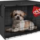 Explore Land Dog Crate Cover Heavy Duty Polyester Pet Kennel Sunshade Universal Fit for 18 inches Wire Cage (Black)