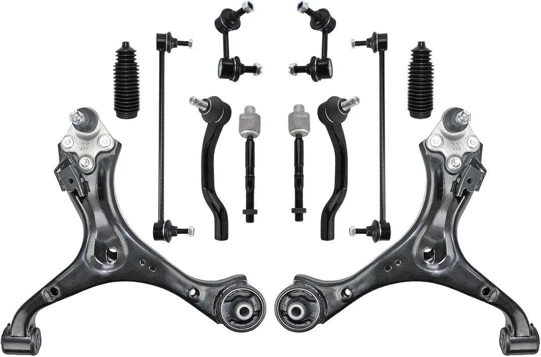 12 PCS Suspension Kit Front Lower Control Arm and Ball Joints Sway Bar Link Tie Rod Bellows Compatible With 2013-2015 Honda Civic