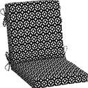 Arden Outdoor Midback Chair Cushion, 18x36.5, Black Demi Tile | Dining Chair Cushion, Rain-Proof Seat Pad, Fade-Resistant, Mold and Mildew Resistant, 18 x 16.5