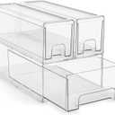 Sorbus 1 Medium & 2 Small Clear Stackable Storage Drawers  Plastic Organizer Bins with Handles  Stackable Pull-Out Storage Drawers for Closet, Pantry, Office, Bathroom, Craft, and Toy Organization