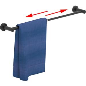 2 Pack Adjustable Towel Bar, HOMOTEK Economical Bathroom Towel Holders, Towel Rod Size from 12 Inch to 22 Inch Single Towel Racks, Wall Mount Towel Rail, Hanger Towel Hook for Kitchen(Matte Black)