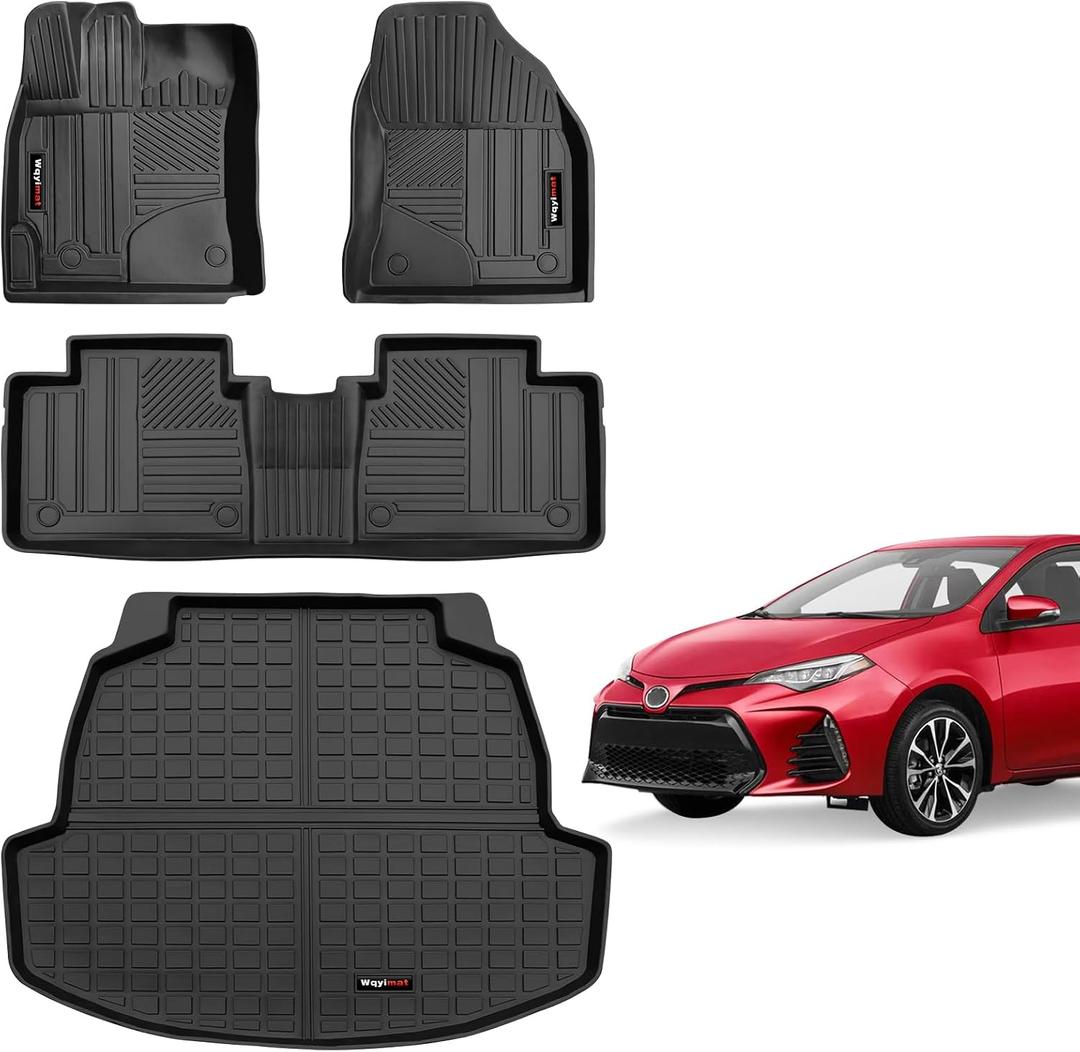 Floor Mats and Cargo Liner for 2014-2019 Toyota Corolla All Weather TPE Rubber Black (for 14-19 Toyota Corolla Floor Mats+Cargo Liner)