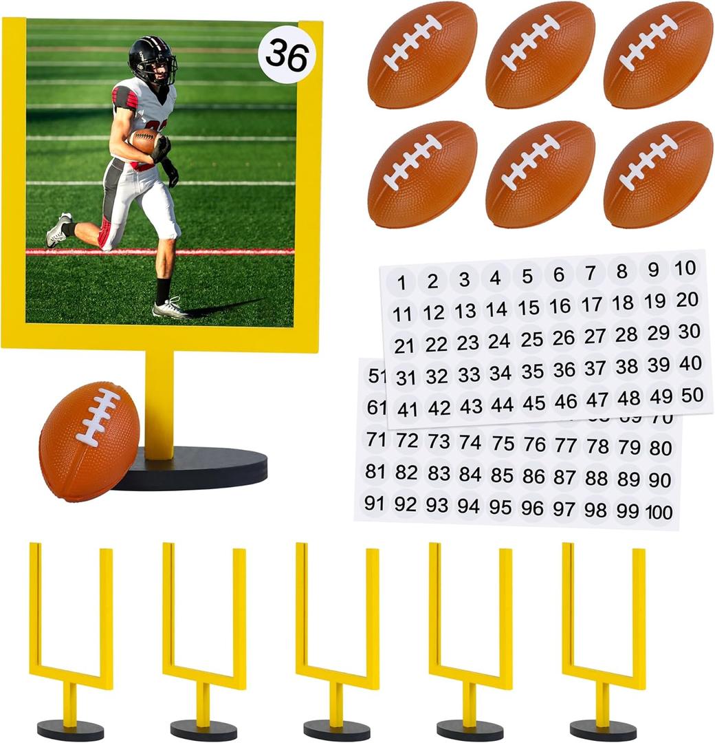 Football Goal Post Table Decoration with Bases, Football Centerpieces for Table, Wooden Photo Frame Decor for Fans Club and Football Themed Birthday Party Supplies