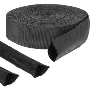 33 FT Nylon Hydraulic Hose Protector Sleeve Black Protective Cover Hose Sheath Hydraulic Hoses Wrap Cable Sleeve Torch Cutting Wire Cable Cover Management Wrap for Cord Tig (0.98 Inch Id)