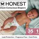 The Honest Company Clean Conscious Diapers for Sensitive Skin, Up to 100% Leakproof, Hypoallergenic, Fragrance Free, Turtle Time, Polybag, Size 1 (8-14 lbs), 35 Count