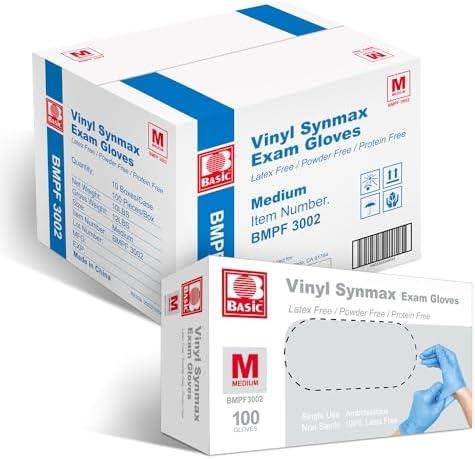 Basic Medical Synmax Vinyl Exam Gloves - Latex-Free & Powder-Free Disposable Glove - Medium, BMPF-3002(1000 Pcs) 1 Pack is missing