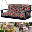 Porch Swing Cushions 3 Seater Replacement Thicken 5" Waterproof & Fade Resistant Swing Cushions for Outdoor Furniture Bench Patio Swing Cushion with Backrest & Ties(Black Floral 60x40x5inch)