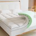Memory Foam Mattress Topper Twin, 4inch Dual Layer Cooling 2''Gel Green Tea Memory Foam & 2" PillowTop Mattress Pad, 8-21inch Deep Pocket, Egg Crate for Back Pain Relief (Twin (39*75inch))