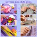 Toddler Busy Board, Montessori Busy Book for Kids, 12-Page Quiet Educational Activity Book, 24 in 1 Learning Sensory Toys for Motor Skills, Travel Toy for Car Airplane, Girl Birthday Gift (Mermaid)