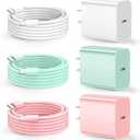 Dayaoncy for Phone Charger Fast Charging, Upgarded 20W USB C Wall Charger with 3Pack 10FT USB C to Lightning Cable, Phone Cable Fast Charging Compatible withi Phone 14/13/12/12 Pro Max/11/Xs Max/XR (White Pink Lightgreen)