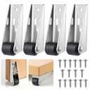 4 Pack Bedroom Door Sinking Repair Caster Wheels, 0.9Inch Multifunctional Iow Profile Casters, Small Wheels for Wooden Furniture, Fixed Caster