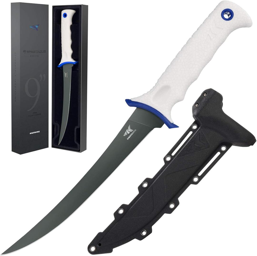 KastKing Spartacus Fillet Knife, Razor Sharp 8Cr14 Stainless-Steel Blade, Boning and Food Prep Knives, Durable/Comfortable Handles, Protective Sheath, Perfect for Fresh or Saltwater