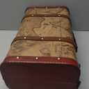 ELLDOO Vintage Wooden Storage Chest, Portable Decorative Luggage Suitcase, Treasure Chest Box with Map Pattern, Pirate Keepsakes Box for Gifts, Chest Storage Box for Decor Storage Travel