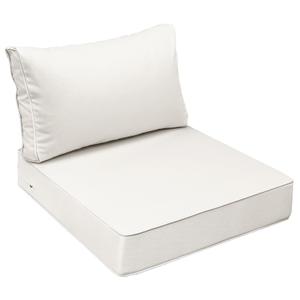 AAAAAcessories Outdoor Chair Cushions, 24 x 24 x 5 + 13.5 in, Patio Furniture Replacement Seat Cushions, Fade-Resistant, Waterproof, Removable Cover with Ties, Linen White