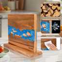 Magnetic Knife Block,Acacia Wood And Resin Kitchen Magnetic Knife HolderEquipped with strong magnets,Multifunctional Double Side Knife Storage Organizer for Kitchen Counter Gifts for new home