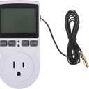 110V Digital Temperature Controller, LCD Screen Heating Cooling Thermostat Outlet Socket with Sensor Timer Regulator for Reptile Incubator Greenhouse Brewing Refrigerator