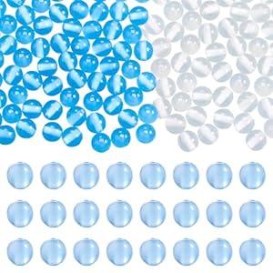 FASHEWELRY 200Pcs 8mm UV Beads Resin Round Color Changing Beads Sun Sensitive Kandi Bead Spacers for DIY Bracelet Necklace Earring Jewelry Craft Making Supplies Dodger Blue