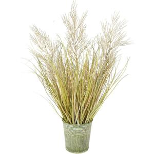 Artificial Grass Plants Onion Grass Outdoor 24.4" Tall Fake Shrubs Wheat Grass Fluffy Pampas Flowers in Pot Faux Greenery Stems Bushes for Indoor Home Decor Garden Fall Floral Arrangement