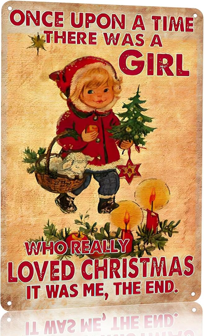 Joyline Women Girls Gifts Rustic Christmas Sign Just A Girl Who Loved Christmas Funny Tin Sign for Home Farmhouse Kicthen Bedroom She Shed Decor 8 x 12 inches (3242)