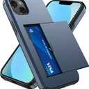 Qinmay Compatible with iPhone 13 Mini Case with Card Holder, Dual Layer Shockproof,Heavy Duty Protective Hidden Slot Slim Wallet Phone CoverBlue