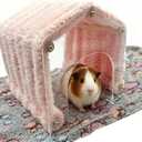 Guinea Pig Hideout Tunnel Rabbit Hide House Detachable Hideaway for Hamster Bunny Chinchilla Hedgehog Small Animal (Pink)