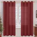 LAMIT Burgundy Red Linen Curtains 72 Inch for Living Room, Bronze Grommet Linen Textured Christmas Curtains Light Filtering Drapes for Bedroom/Dining Room, Set of 2, 52 x 72 Inch