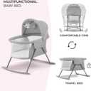 Kinderkraft LOVI Travel Bassinet for Baby, Portable Folding Baby Bed with Built-in Mosquito net, Adjustable Hood and an Additional Cradle Function, Gray, Crib