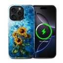 Case for iPhone 16 Pro Max, Magnetic Hybrid Shockproof Protective Phone Case with MagSafe Compatible Design, Sunflower Art