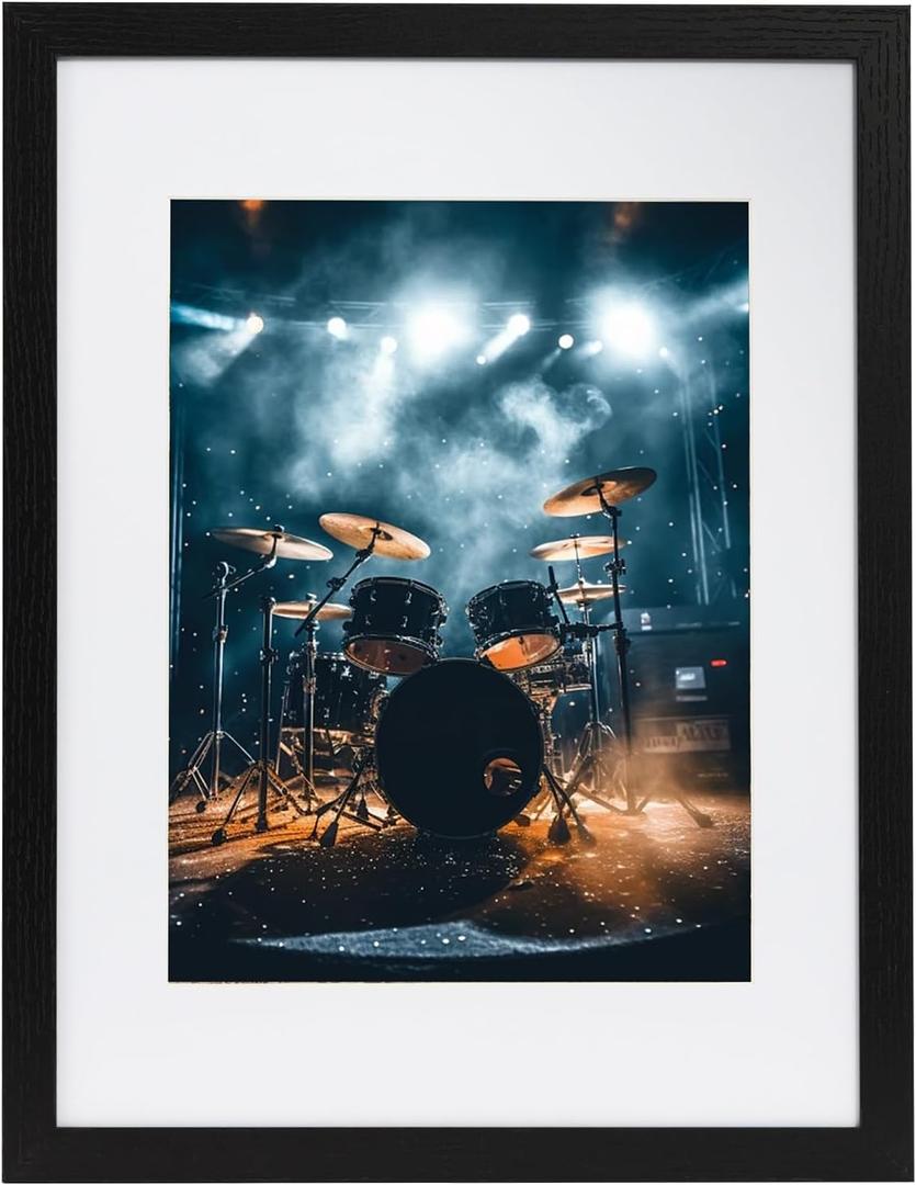 12x16 Picture Frame, Photo Frame Display 9x12 Pictures with Mat or 12x16 without Mat, Hang on the Wall, Black