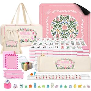 LYDZTION Complete 166 American Mahjong Tiles Set with Mat, Accessories