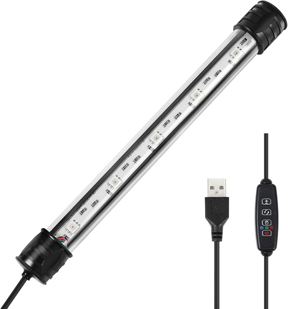 AQUANEAT Aquarium LED Submersible Light 9 Inch, 16 Million Multi-Color Underwater Fish Tank Light, Auto On Off with Timer, Adjustable Brightness