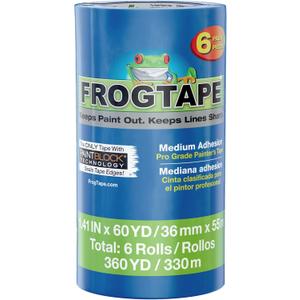 FrogTape ProGrade Blue Painters Tape with PAINTBLOCK, 1.5 Inch Wide (1.41 In. x 60 Yds), Medium Adhesion, Blue, 6 Rolls (242750)
