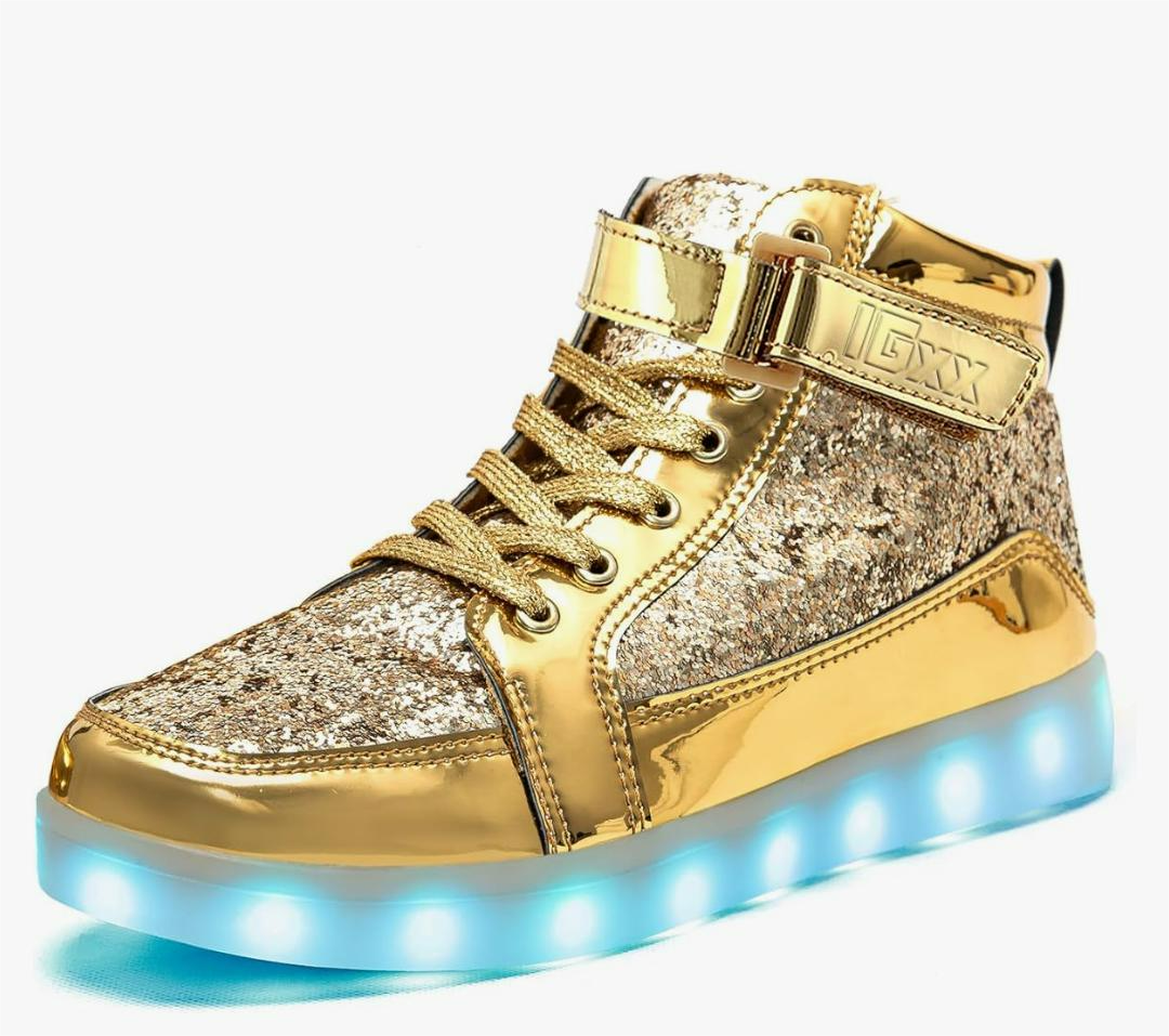 IGxx LED Light Up Shoes for Kids High Top Sneakers Lights Shoes for Boys Girls Unisex USB Charging Flashing Luminous, Size 34