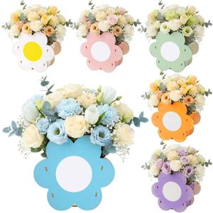 Cinnvoice 6 Pcs Wooden Centerpieces Flower Boxes Rustic Farmhouse Tabletop Decor for Baby Shower Bridal Shower Wedding Home Shelf Display Summer Holiday Party Favor Boxes(Daisy)