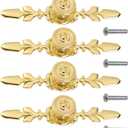 Pull Handle, Vintage Style Zinc Alloy Door Knob with Screw, Fit for Drawer Cabinet, 4-Pack (Gold)